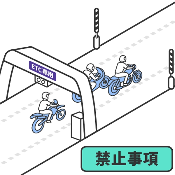 並走・群走、追い抜き、後退は禁止であることを示すイメージ図