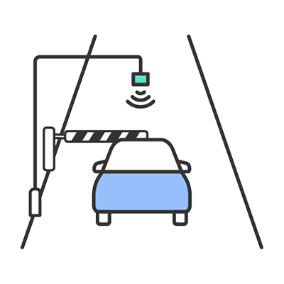 スマートICを通行する車のイラスト